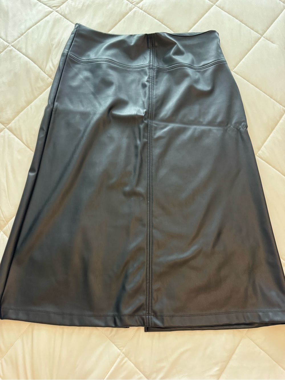 a new day Black Faux Leather A-Line Midi Skirt